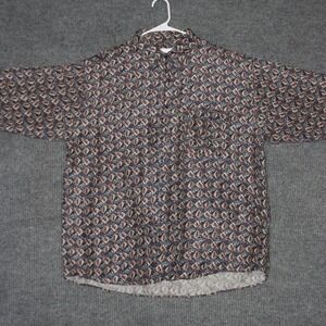 VANTO Shirt Mens XL Silk Long Sleeve Button Up Italy Design Geometric Print